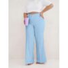 WP eleganckie szerokie spodnie plus size - błękitne