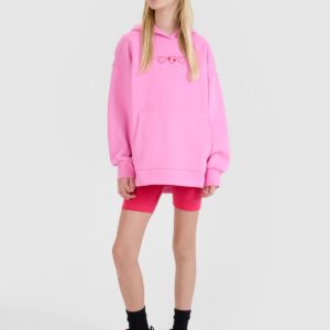 4F Bluza dresowa nierozpinana z kapturem dziewczęca - różowa 164 (13-14 lat)