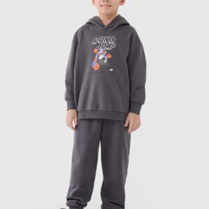 4F Bluza dresowa nierozpinana z kapturem chłopięca - szara 122 (6-7 lat)