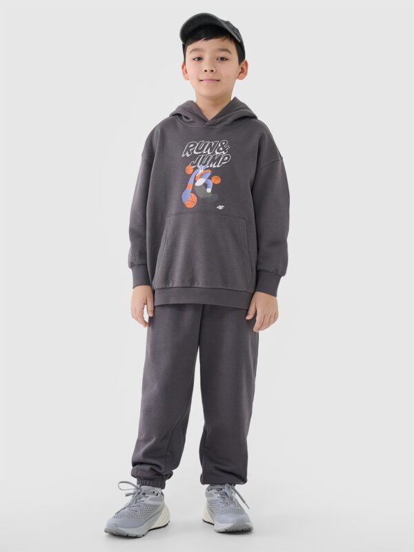 4F Bluza dresowa nierozpinana z kapturem chłopięca - szara 122 (6-7 lat)