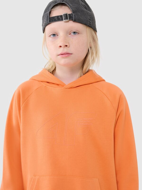 4F Bluza dresowa nierozpinana z kapturem chłopięca - pomarańczowa 146 (10-11 lat)