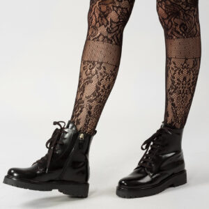 Czarne rajstopy ze wzore