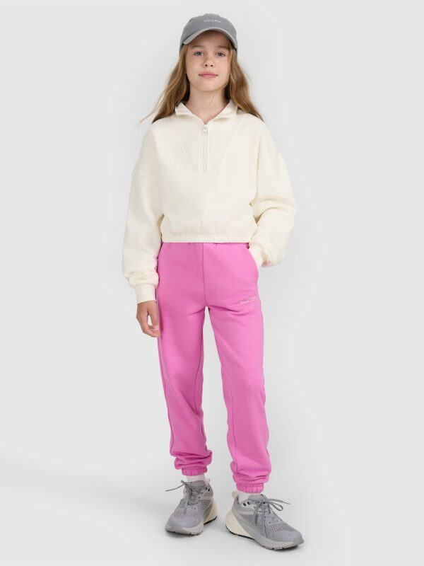 4F Bluza dresowa nierozpinana bez kaptura dziewczęca - biała 158 (12-13 lat)