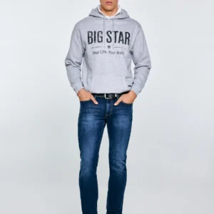 Bluza męska z kapturem z logo BIG STAR szara Ashlyno 901