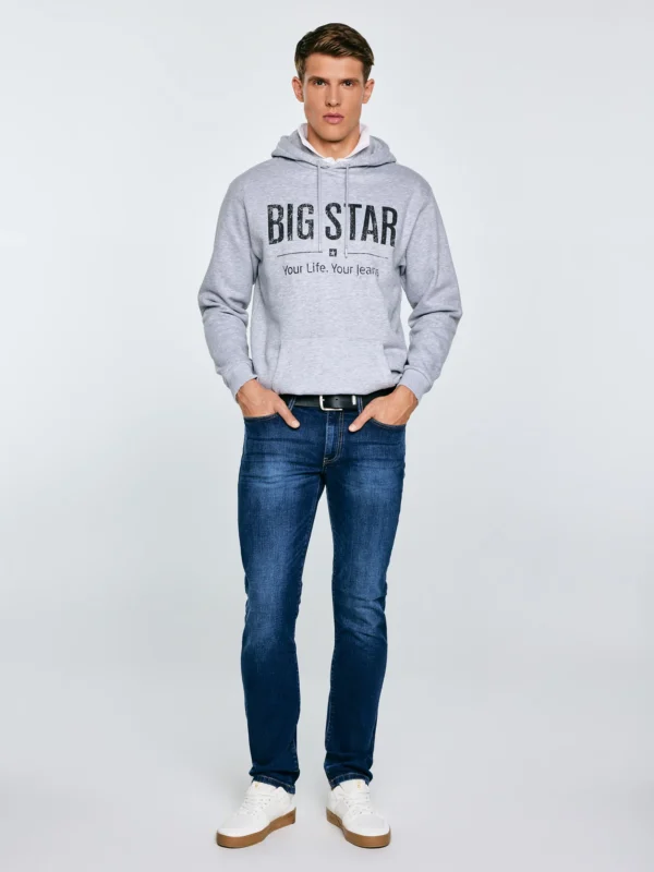Bluza męska z kapturem z logo BIG STAR szara Ashlyno 901