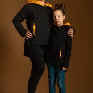 Bluza Bokserska Czarna z mandarynką Komplet Mama/Dziecko