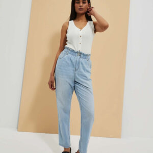 Jeansy paper bag błękitne