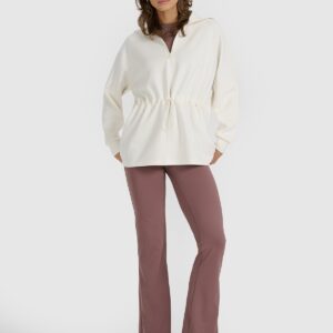 4F Bluza dresowa nierozpinana z modalem damska - biała