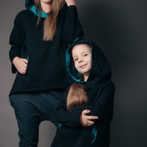 Bluza Bokserska Czarna Komplet Mama/Dziecko