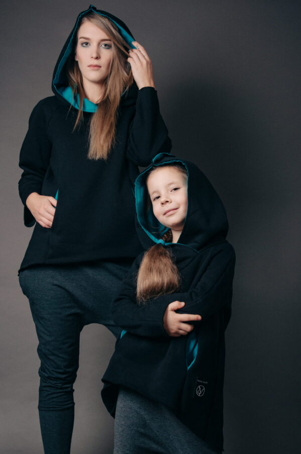 Bluza Bokserska Czarna Komplet Mama/Dziecko