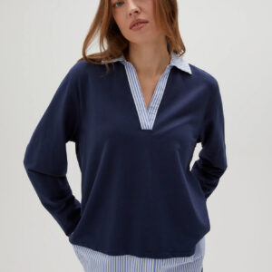 Bluza z kołnierzykiem granatowa