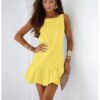 Stylowy kombinezon z falbaną MABEL - cytrynowy