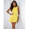 Stylowy kombinezon z falbaną MABEL - cytrynowy