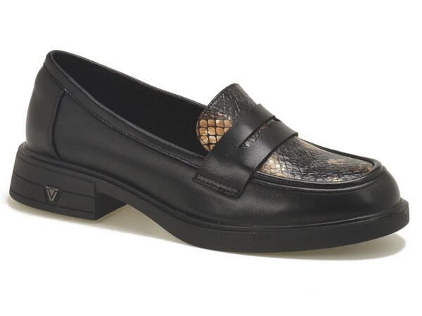 Czarne skórzane półbuty damskie Vinceza 39966