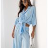 2f43cf6b7a63f9005abda2095c4bcaa89166e99d Komplet wiązana koszula i szerokie spodnie SUZI - błękitny