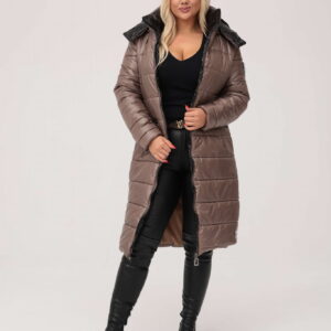 Pikowany ocieplony płaszcz / kurtka Vanessa w kolorze cappuccino XXL OVERSIZE JESIEŃ ZIMA