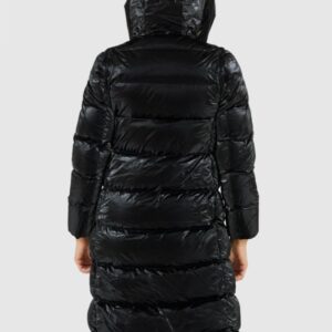 HETREGO Czarny damski błyszczący płaszcz puchowy z odpinanymi rękawami Summer, Rozmiar 40 EU - 44 IT