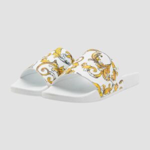 VERSACE JEANS COUTURE Białe klapki Fondo Slide DIS. SQ4