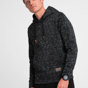 Bluza męska nierozpinana kangurka z kapturem - grafitowy melanż V2