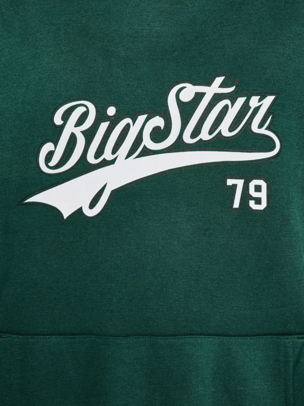 Bluza dziewczęca z kapturem z nadrukiem zielona Rubilia 304