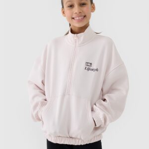 4F Bluza dresowa nierozpinana bez kaptura dziewczęca - biała 164 (13-14 lat)