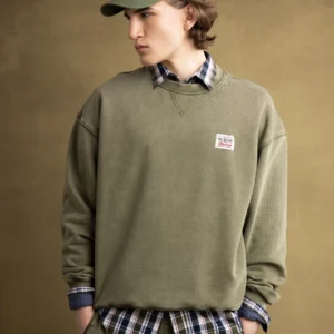 Bluza męska z efektem sprania khaki Caron 303