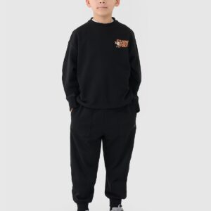 4F Bluza dresowa nierozpinana bez kaptura chłopięca - czarna 164 (13-14 lat)