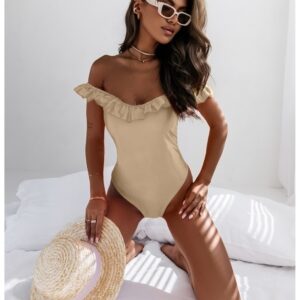 355c1c6df046a207493a30ad34cd750402e66a6c Jednoczęściowy strój kąpielowy z falbanką - ROYAL - beżowy