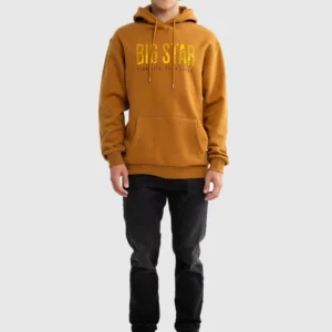 Bluza męska z kapturem z logo BIG STAR musztardowa Bruden 803