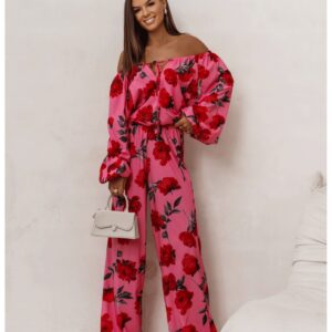 Komplet bluzka hiszpanka i szerokie spodnie DEZZY - wzór 2