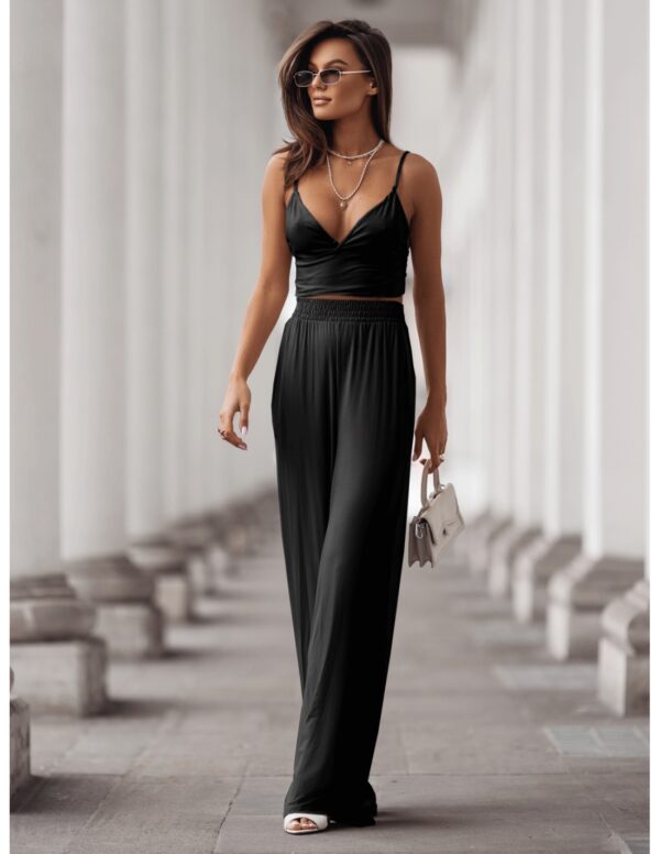 Wiskozowy komplet z szerokimi spodniami ASTORIA - czarny