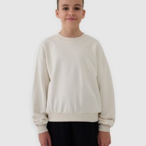 4F Bluza dresowa nierozpinana bez kaptura dziewczęca - beżowa 122 (6-7 lat)