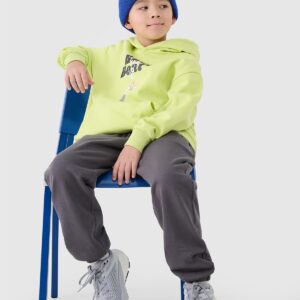 4F Bluza dresowa nierozpinana z kapturem chłopięca - żółta 158 (12-13 lat)