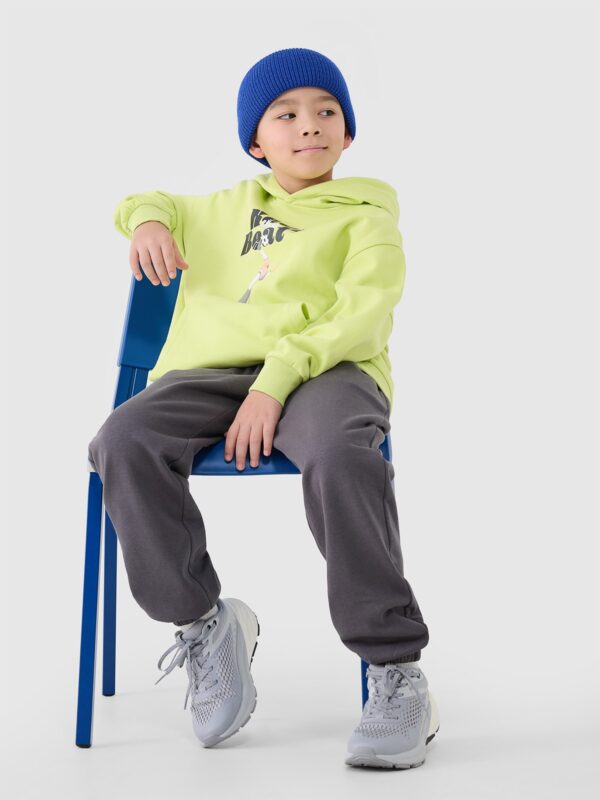 4F Bluza dresowa nierozpinana z kapturem chłopięca - żółta 122 (6-7 lat)