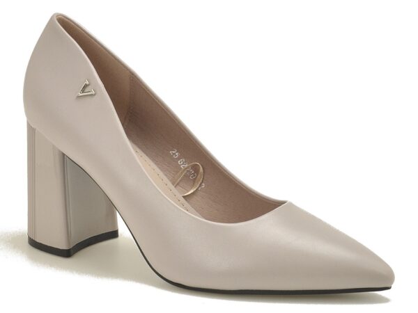 Szare czółenka damskie na słupku Vinceza 62220