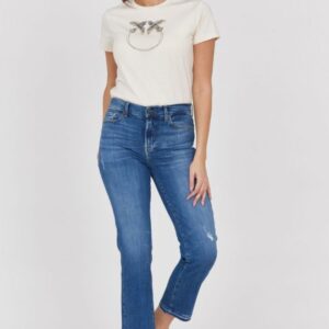 7 FOR ALL MANKIND Niebieskie jeansy damskie THE STRAIGHT CROP SLIM ILLUSION