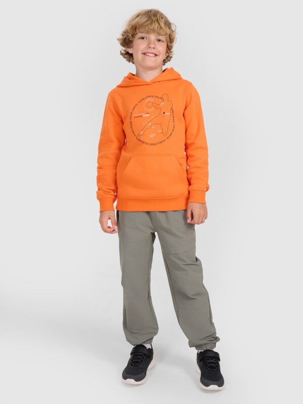 4F Bluza dresowa nierozpinana z kapturem chłopięca - pomarańczowa 122 (6-7 lat)