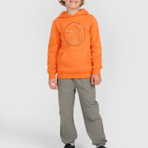 4F Bluza dresowa nierozpinana z kapturem chłopięca - pomarańczowa 122 (6-7 lat)