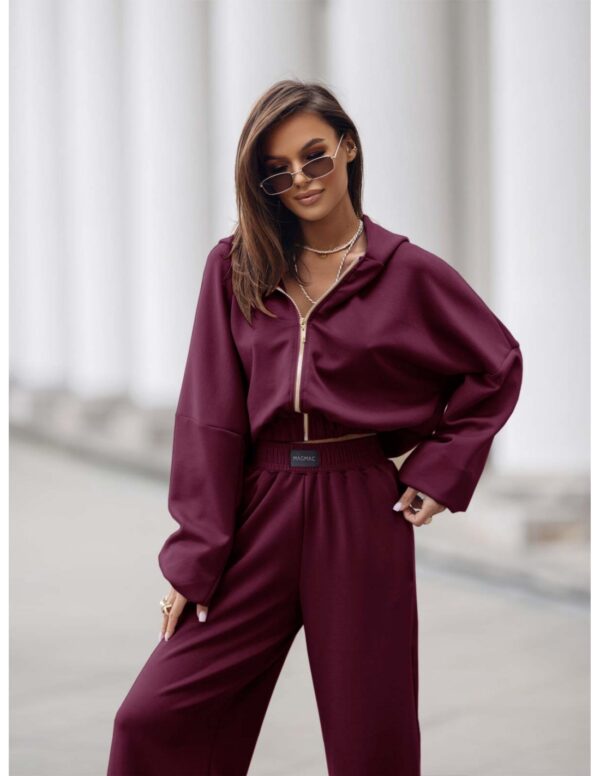 39df21d583da790c7a9472ccc724ad5bb5c2ebe4 Stylowy komplet dresowy z tencelu MIKKA - bordowy