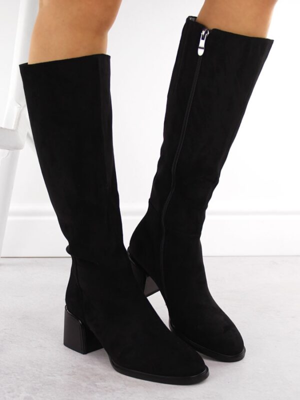 Kozaki damskie zamszowe na klocku czarne Filippo DKZ6603