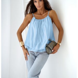 Bluzka z lyocellu na ramiączkach ROSILLA - błękitna
