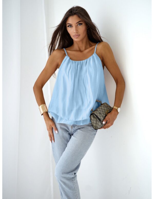 Bluzka z lyocellu na ramiączkach ROSILLA - błękitna