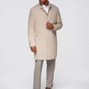 Minimalistyczny płaszcz męski z odpinaną kamizelką - beżowy V1
