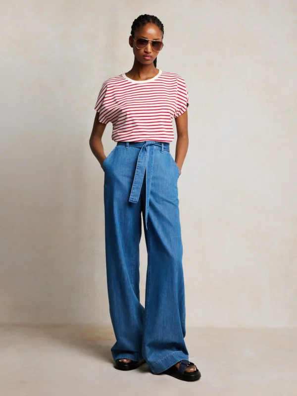 3dee7c17171124426c07100136c89a73ede89bfe Jeansy damskie wide z paskiem niebieskie Julii 312