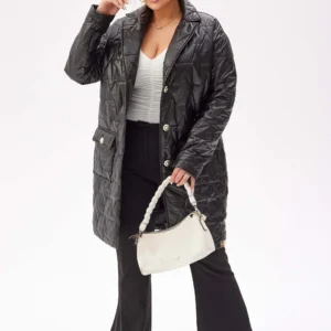 Czarny płaszcz Greta - lekkość i elegancja PLUS SIZE XXL JESIEŃ