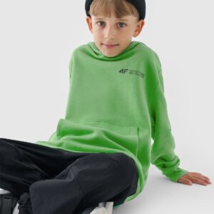 4F Bluza dresowa nierozpinana z kapturem chłopięca - zielona 122 (6-7 lat)