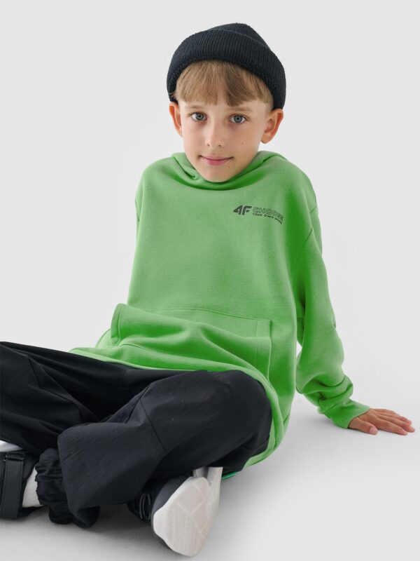 4F Bluza dresowa nierozpinana z kapturem chłopięca - zielona 122 (6-7 lat)