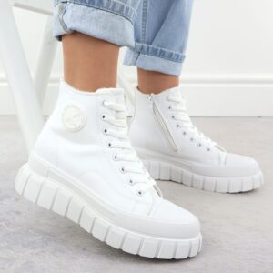 Trampki wysokie ocieplane na platformie białe NEWS 9152