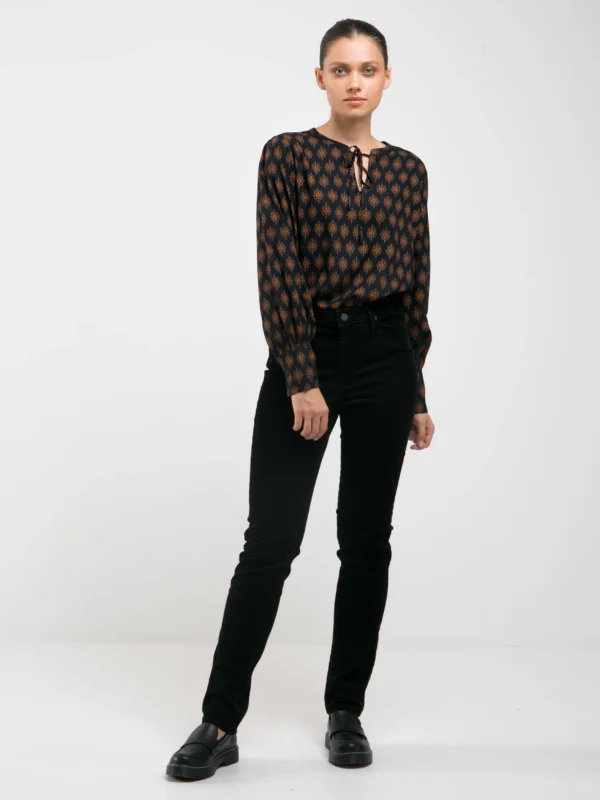 Spodnie damskie sztruks czarne Katrina High Waist Cord 906