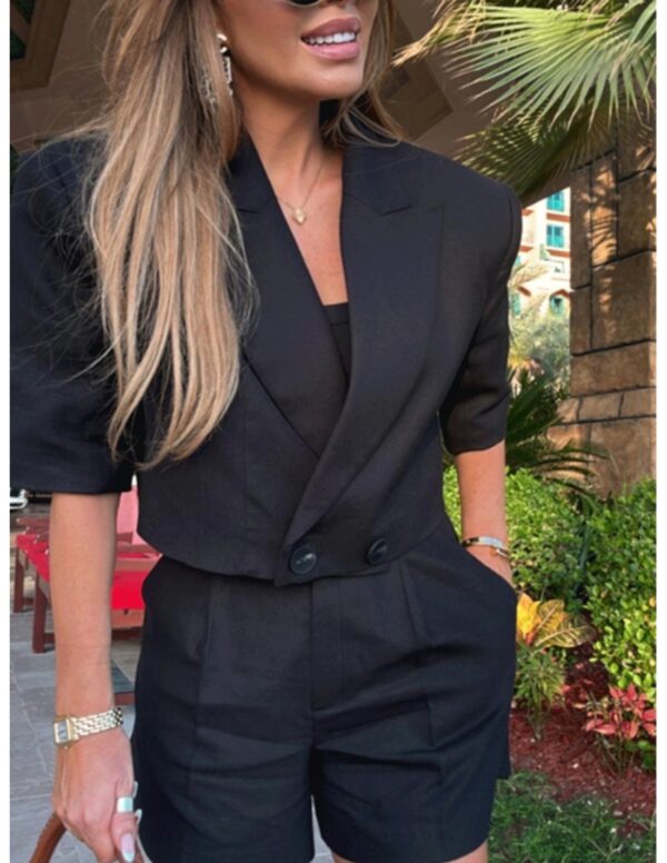 Bawełniana krótka marynarka oversize HIRA - czarna